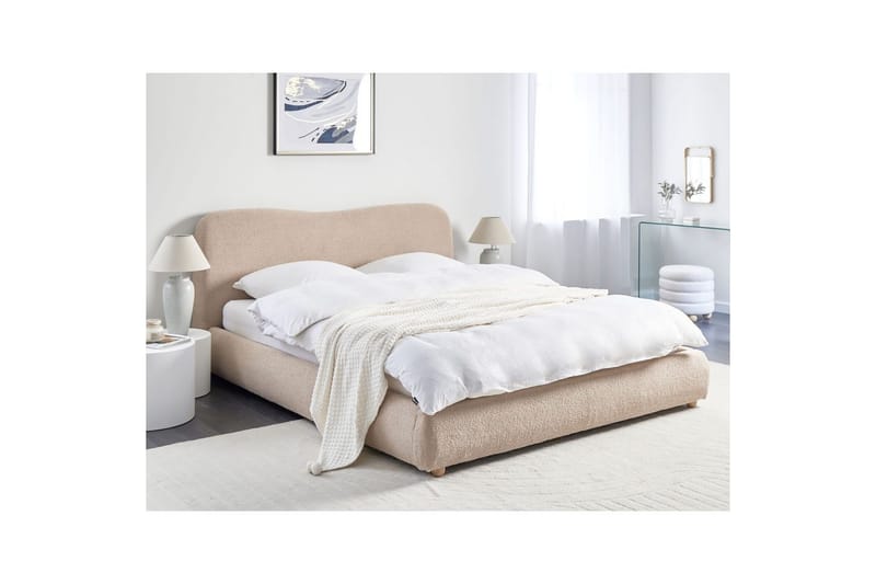 Sänky säilytystilalla Blagnac - Beige/bouclé, Beige/Bouclé, 180x200 cm - Huonekalut - Sänky - Sänkykehikot & sängynrungot