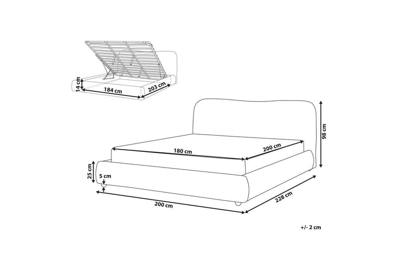 Sänky säilytystilalla Blagnac - Beige/bouclé, Beige/Bouclé, 180x200 cm - Huonekalut - Sänky - Sänkykehikot & sängynrungot