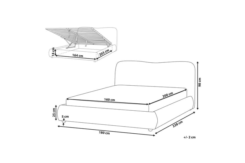 Sänky säilytystilalla Blagnac - Sininen/polyesteri, 160x200 cm - Huonekalut - Sänky - Sänkykehikot & sängynrungot