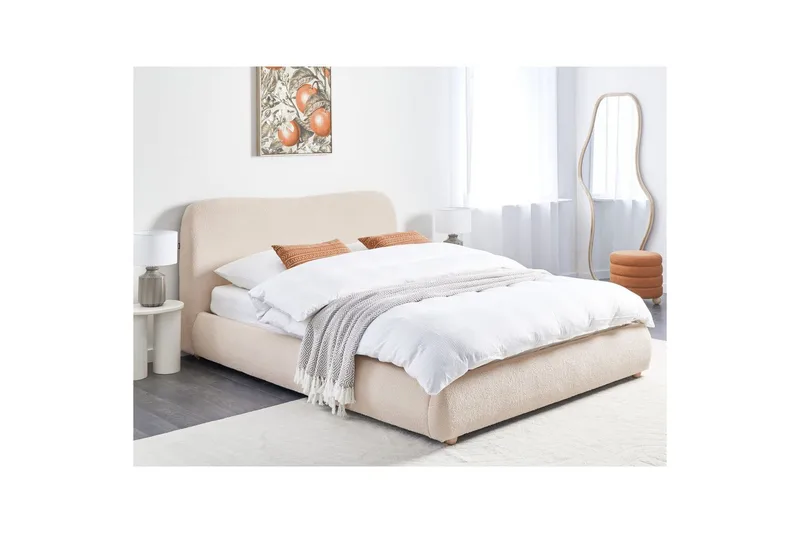 Sänky säilytystilalla Blagnac - Vaaleanbeige/Bouclé, 160x200 cm - Huonekalut - Sänky - Sänkykehikot & sängynrungot