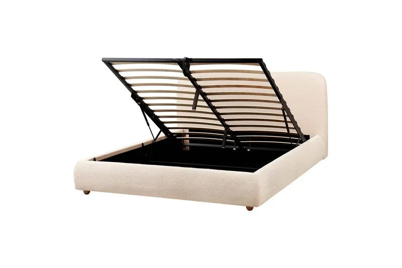 Sänky säilytystilalla Blagnac - Vaaleanbeige/Bouclé, 160x200 cm - Huonekalut - Sänky - Sänkykehikot & sängynrungot