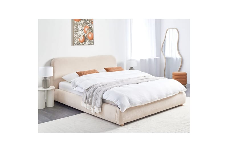 Sänky säilytystilalla Blagnac - Vaaleanbeige/Bouclé, 180x200 cm - Huonekalut - Sänky - Sänkykehikot & sängynrungot