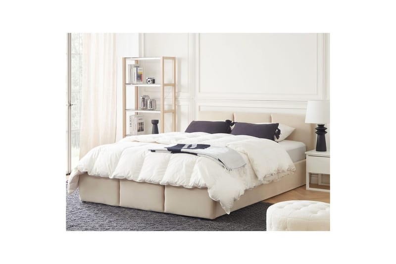 Sänky säilytystilalla Bousse - Beige/Sametti, 160x200 cm - Huonekalut - Sänky - Sänkykehikot & sängynrungot
