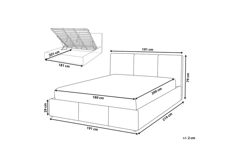 Sänky säilytystilalla Bousse - Beige/Sametti, 180x200 cm - Huonekalut - Sänky - Sänkykehikot & sängynrungot