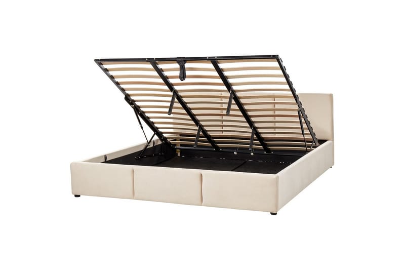 Sänky säilytystilalla Bousse, Beige/Sametti, 180x200 cm