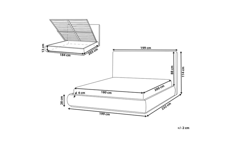 Sänky säilytystilalla Campagne - Beige, 180x200 cm - Huonekalut - Sänky - Sänkykehikot & sängynrungot