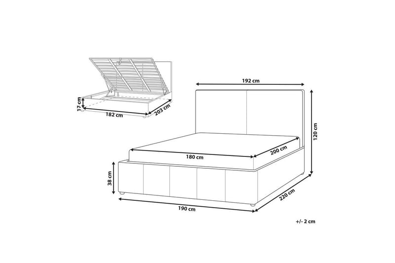 Sänky säilytystilalla Castelnavet - Beige, musta, 180x200 cm - Huonekalut - Sänky - Sänkykehikot & sängynrungot