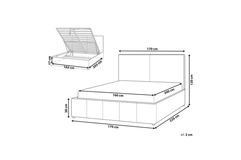 Sänky säilytystilalla Castelnavet - Valkoinen, Musta, 160x200 cm - Huonekalut - Sänky - Sänkykehikot & sängynrungot