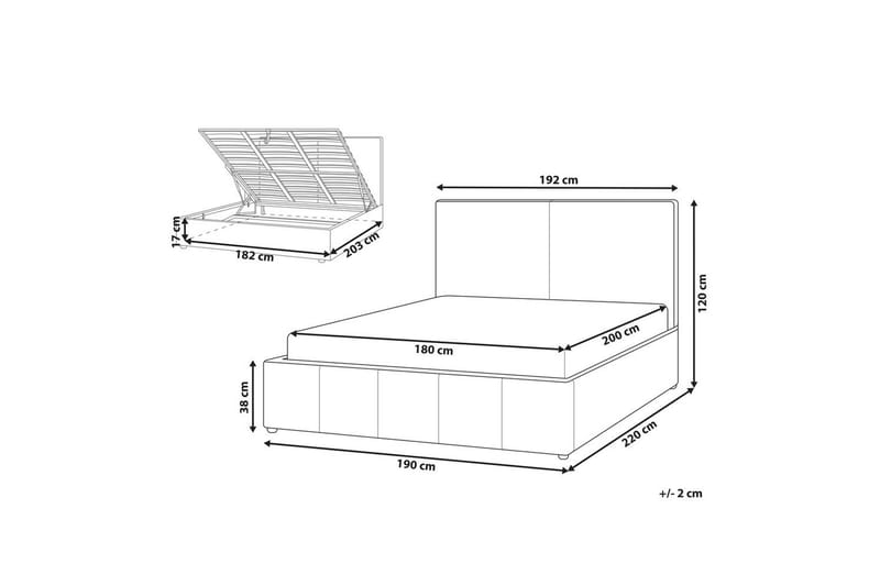 Sänky säilytystilalla Castelnavet - Valkoinen, Musta, 180x200 cm - Huonekalut - Sänky - Sänkykehikot & sängynrungot