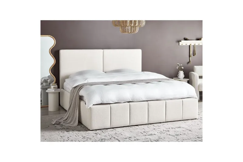 Sänky säilytystilalla Castelnavet - Valkoinen, Musta, 180x200 cm - Huonekalut - Sänky - Sänkykehikot & sängynrungot