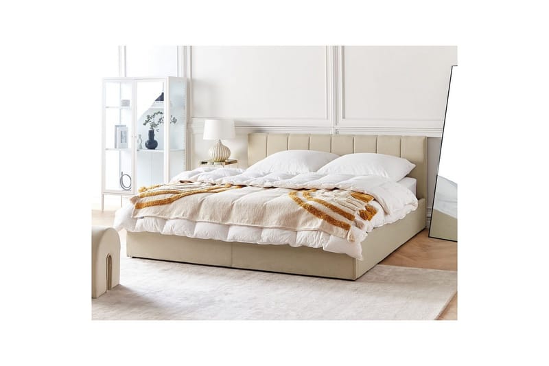 Sänky säilytystilalla Dreux - Beige, musta, 180x200 cm - Huonekalut - Sänky - Sänkykehikot & sängynrungot