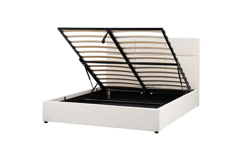 Sänky säilytystilalla Lagord - Luonnonvalkoinen, Musta, 160x200 cm - Huonekalut - Sänky - Sänkykehikot & sängynrungot