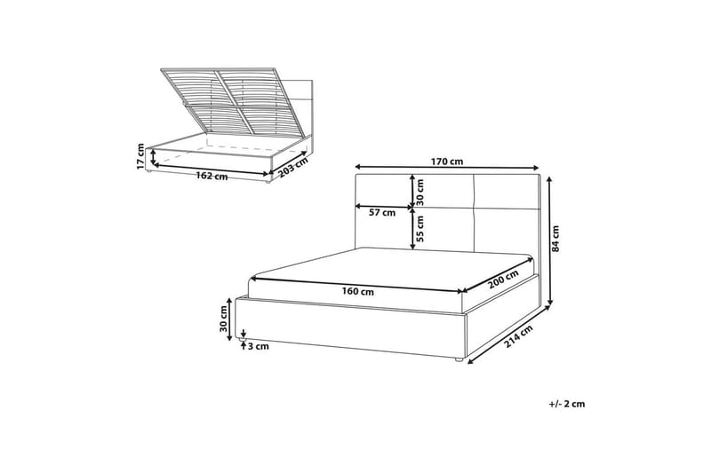 Sänky säilytystilalla Lagord - Luonnonvalkoinen, Musta, 160x200 cm - Huonekalut - Sänky - Sänkykehikot & sängynrungot