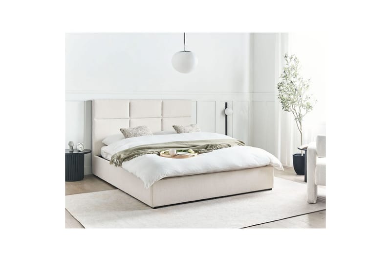 Sänky säilytystilalla Lagord - Luonnonvalkoinen, Musta, 160x200 cm - Huonekalut - Sänky - Sänkykehikot & sängynrungot