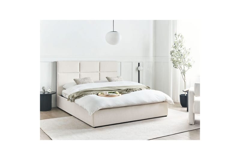 Sänky säilytystilalla Lagord - Luonnonvalkoinen, Musta, 160x200 cm - Huonekalut - Sänky - Sänkykehikot & sängynrungot