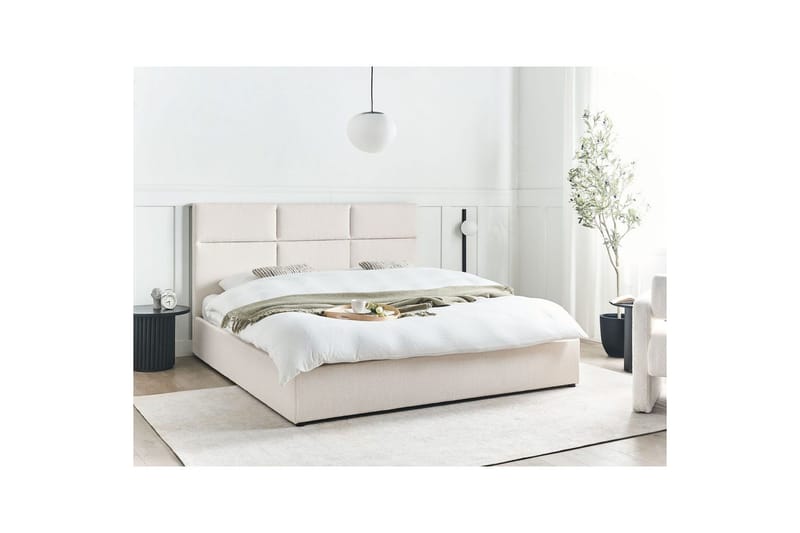 Sänky säilytystilalla Lagord - Luonnonvalkoinen, Musta, 180x200 cm - Huonekalut - Sänky - Sänkykehikot & sängynrungot