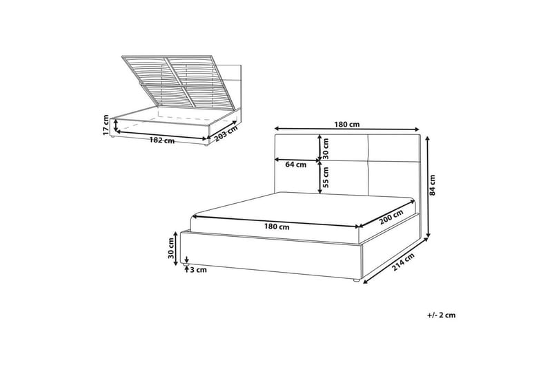 Sänky säilytystilalla Lagord - Taupe, musta, 180x200 cm - Huonekalut - Sänky - Sänkykehikot & sängynrungot