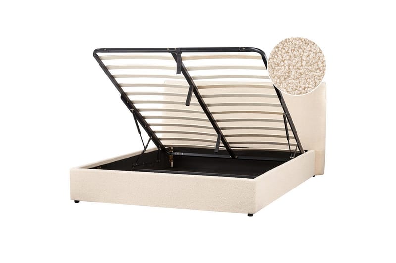 Sänky säilytystilalla Lavaur, Beige/bouclé, Beige/Bouclé, 160x200 cm
