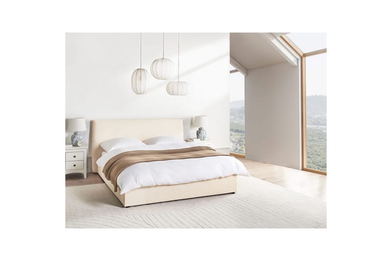 Sänky säilytystilalla Lavaur - Beige/bouclé, Beige/Bouclé, 160x200 cm - Huonekalut - Sänky - Sänkykehikot & sängynrungot