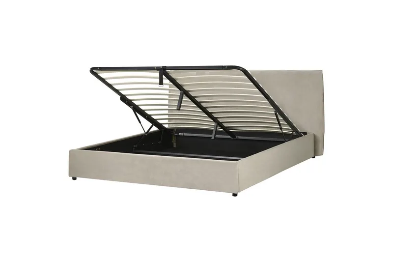 Sänky säilytystilalla Lavaur - Taupe/Sametti, Taupe/sametti, 180x200 cm - Huonekalut - Sänky - Sänkykehikot & sängynrungot