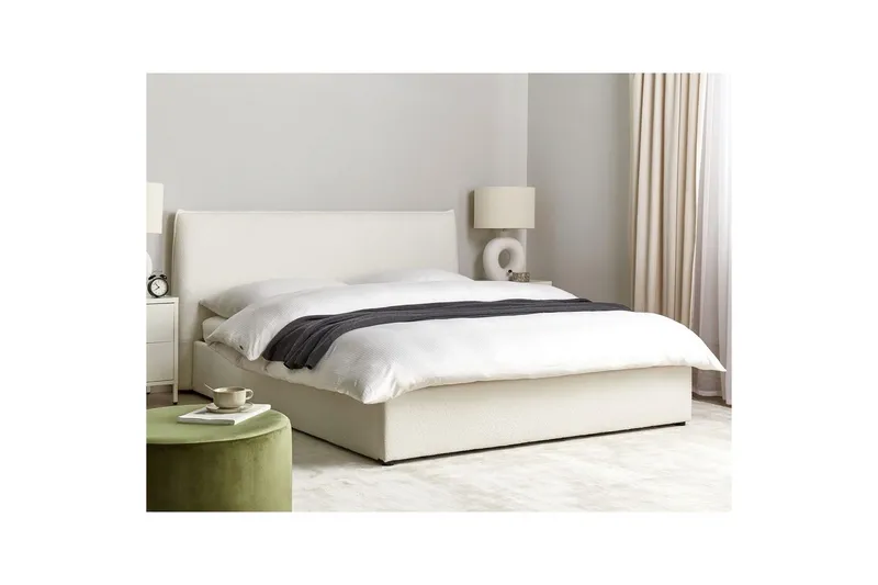 Sänky säilytystilalla Lavaur - Valkoinen/Bouclé, 160x200 cm - Huonekalut - Sänky - Sänkykehikot & sängynrungot
