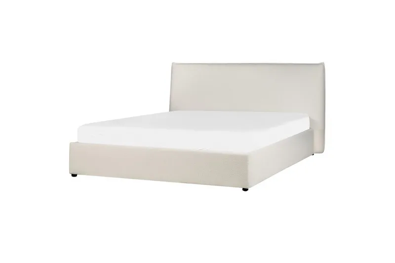 Sänky säilytystilalla Lavaur - Valkoinen/Bouclé, 160x200 cm - Huonekalut - Sänky - Sänkykehikot & sängynrungot