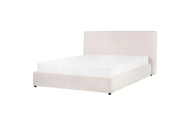Sänky säilytystilalla Lavaur - Valkoinen/Sametti, 160x200 cm - Huonekalut - Sänky - Sänkykehikot & sängynrungot