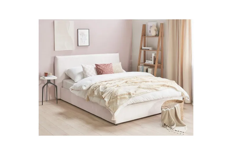 Sänky säilytystilalla Lavaur - Valkoinen/Sametti, 160x200 cm - Huonekalut - Sänky - Sänkykehikot & sängynrungot