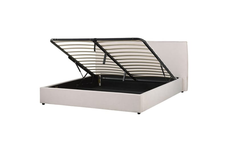 Sänky säilytystilalla Lavaur - Valkoinen/Sametti, 180x200 cm - Huonekalut - Sänky - Sänkykehikot & sängynrungot