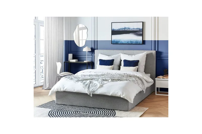 Sänky säilytystilalla Lorient - Harmaa/Polyesteri, Harmaa/polyesteri, 160x200 cm - Huonekalut - Sänky - Sänkykehikot & sängynrungot