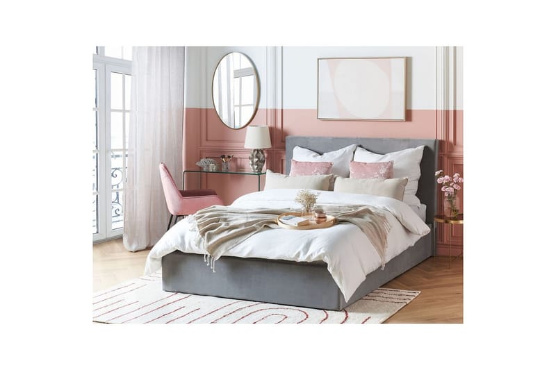 Sänky säilytystilalla Lorient - Harmaa/Sametti, Harmaa/sametti, 140x200 cm - Huonekalut - Sänky - Sänkykehikot & sängynrungot