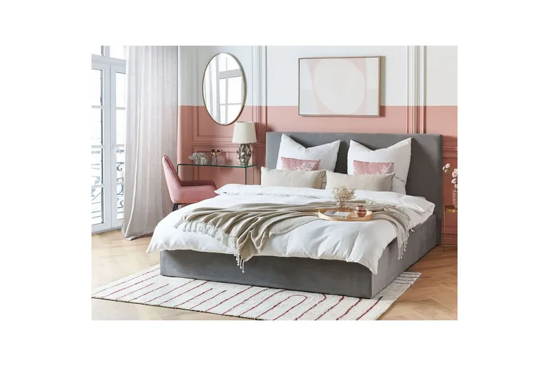 Sänky säilytystilalla Lorient - Harmaa/Sametti, Harmaa/sametti, 180x200 cm - Huonekalut - Sänky - Sänkykehikot & sängynrungot