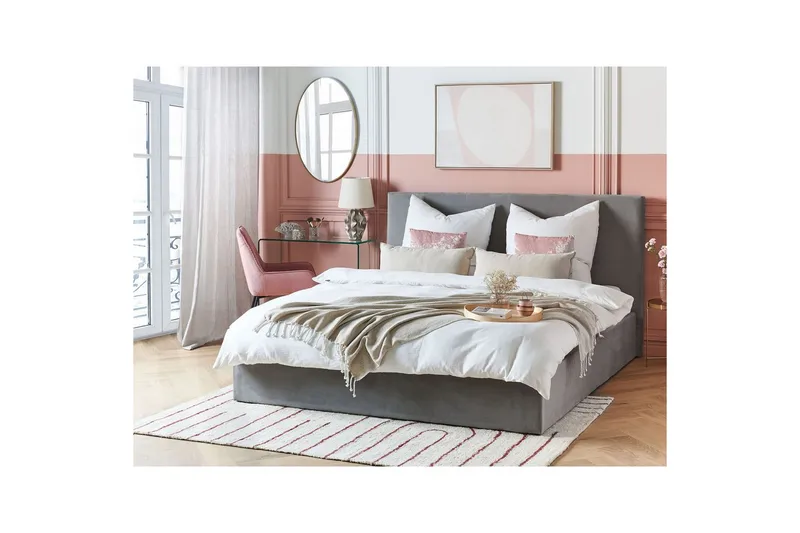 Sänky säilytystilalla Lorient - Harmaa/Sametti, Harmaa/sametti, 180x200 cm - Huonekalut - Sänky - Sänkykehikot & sängynrungot