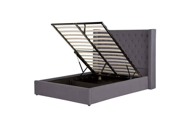 Sänky säilytystilalla Lubbon, Harmaa, Hopea, 140x200 cm