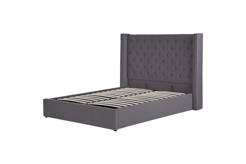 Sänky säilytystilalla Lubbon - Harmaa, Hopea, 140x200 cm - Huonekalut - Sänky - Sänkykehikot & sängynrungot