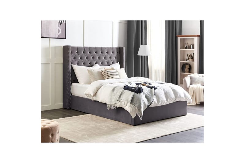 Sänky säilytystilalla Lubbon - Harmaa, Hopea, 140x200 cm - Huonekalut - Sänky - Sänkykehikot & sängynrungot