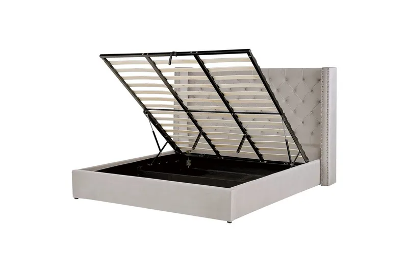 Sänky säilytystilalla Lubbon, Hopea, 180x200 cm