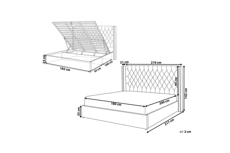 Sänky säilytystilalla Lubbon - Musta, Hopea, 180x200 cm - Huonekalut - Sänky - Sänkykehikot & sängynrungot