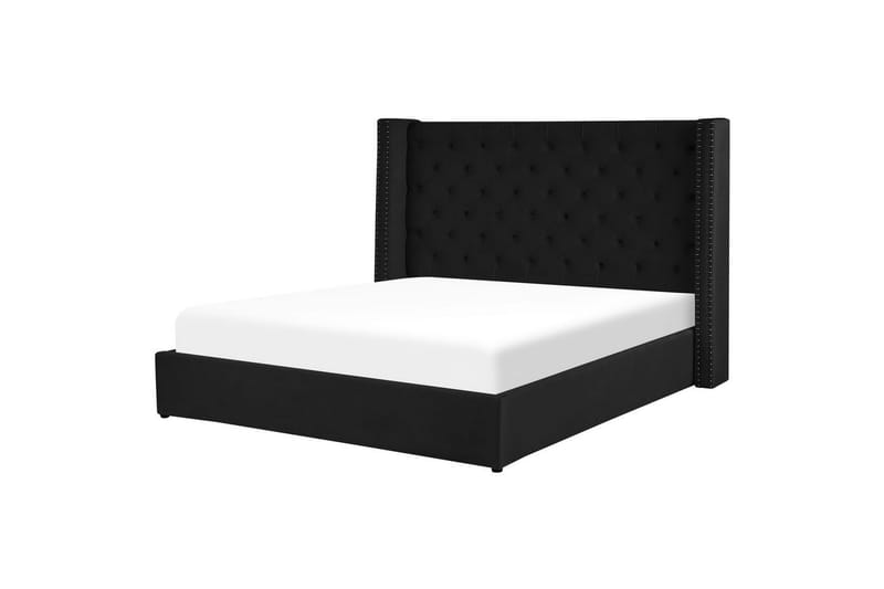 Sänky säilytystilalla Lubbon - Musta, Hopea, 180x200 cm - Huonekalut - Sänky - Sänkykehikot & sängynrungot