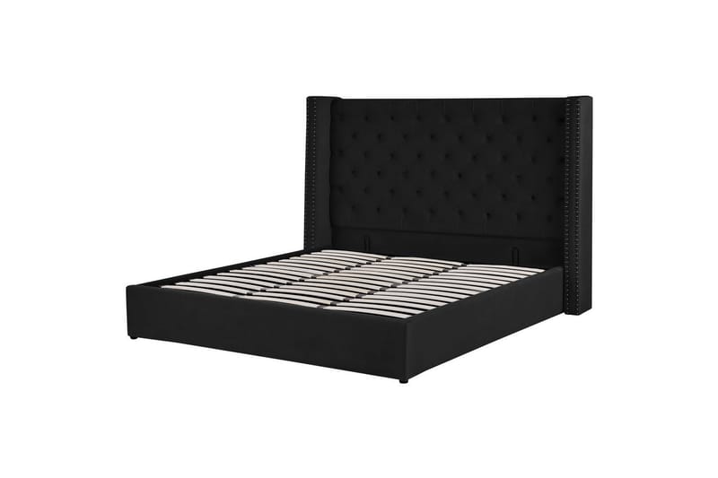 Sänky säilytystilalla Lubbon - Musta, Hopea, 180x200 cm - Huonekalut - Sänky - Sänkykehikot & sängynrungot