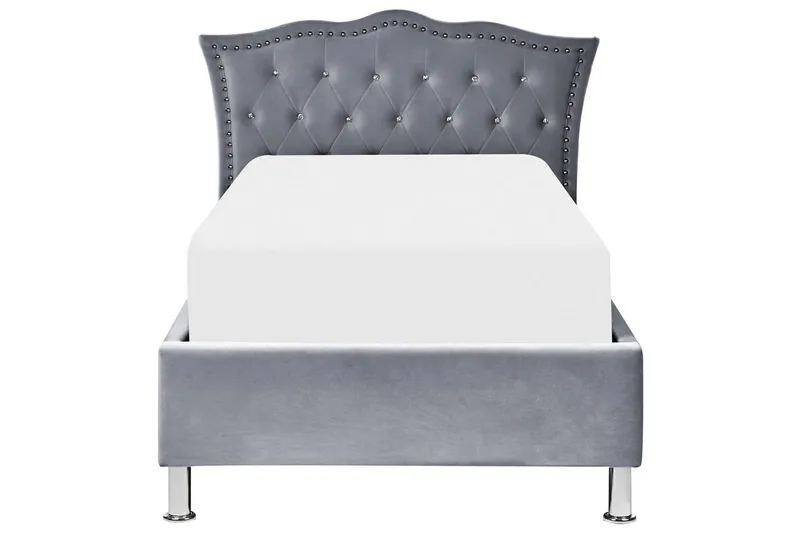 Sänky säilytystilalla Metz - Harmaa, Hopea/Sametti, Harmaa, hopea/sametti, 90x200 cm - Huonekalut - Sänky - Sänkykehikot & sängynrungot