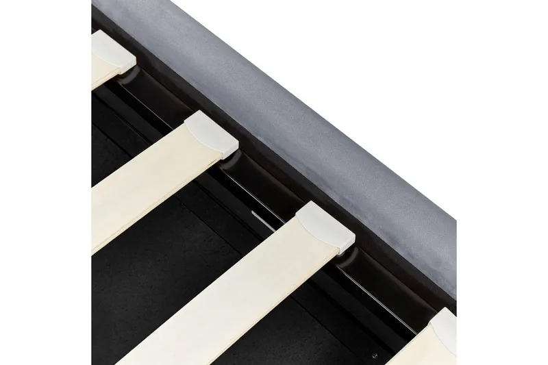 Sänky säilytystilalla Metz - Harmaa, Hopea/Sametti, Harmaa, hopea/sametti, 90x200 cm - Huonekalut - Sänky - Sänkykehikot & sängynrungot