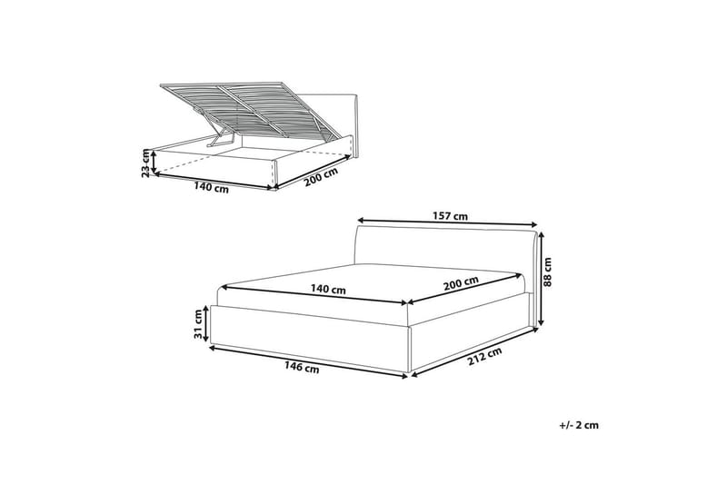 Sänky säilytystilalla Orbey - Beige, 140x200 cm - Huonekalut - Sänky - Sänkykehikot & sängynrungot