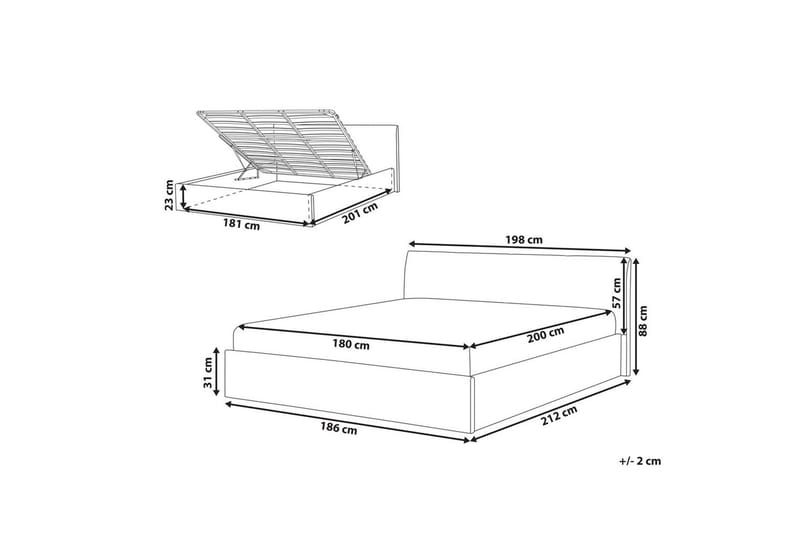 Sänky säilytystilalla Orbey - Beige, 180x200 cm - Huonekalut - Sänky - Sänkykehikot & sängynrungot