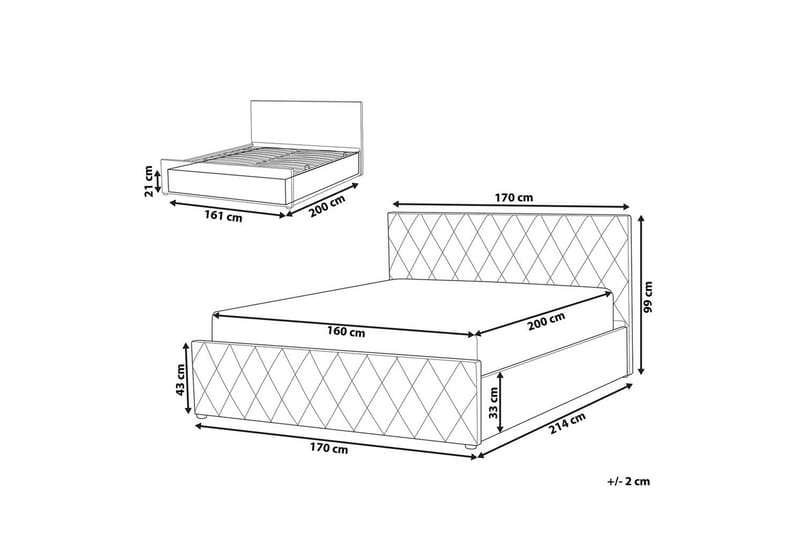 Sänky säilytystilalla Rochefort - Beige, 160x200 cm - Huonekalut - Sänky - Sänkykehikot & sängynrungot