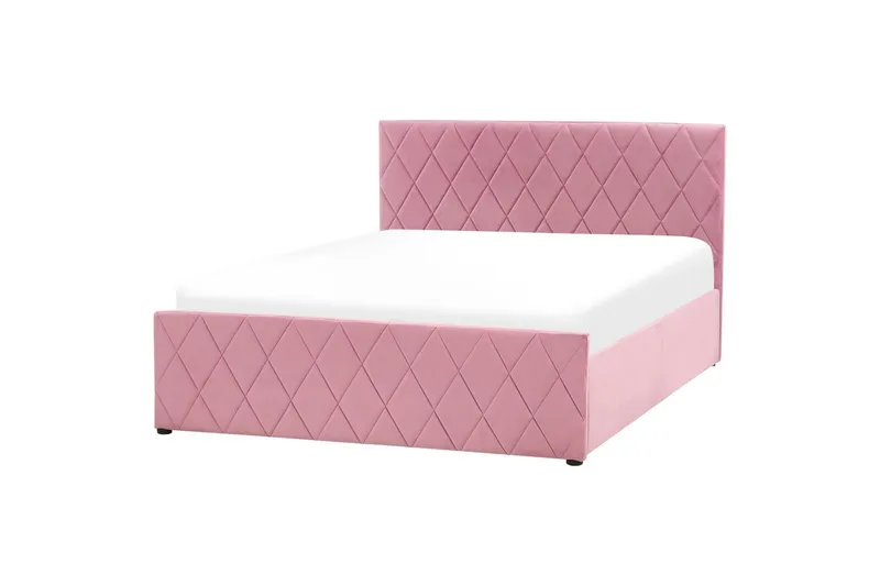 Sänky säilytystilalla Rochefort - Vaaleanpunainen, Rosa, 140x200 cm - Huonekalut - Sänky - Sänkykehikot & sängynrungot