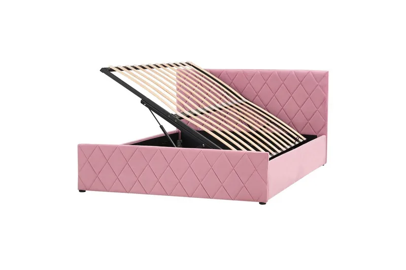 Sänky säilytystilalla Rochefort, Vaaleanpunainen, Rosa, 140x200 cm