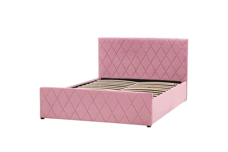 Sänky säilytystilalla Rochefort - Vaaleanpunainen, Rosa, 140x200 cm - Huonekalut - Sänky - Sänkykehikot & sängynrungot