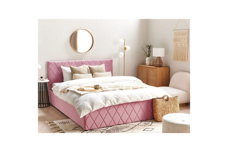 Sänky säilytystilalla Rochefort - Vaaleanpunainen, Rosa, 160x200 cm - Huonekalut - Sänky - Sänkykehikot & sängynrungot