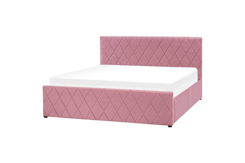 Sänky säilytystilalla Rochefort - Vaaleanpunainen, Rosa, 160x200 cm - Huonekalut - Sänky - Sänkykehikot & sängynrungot
